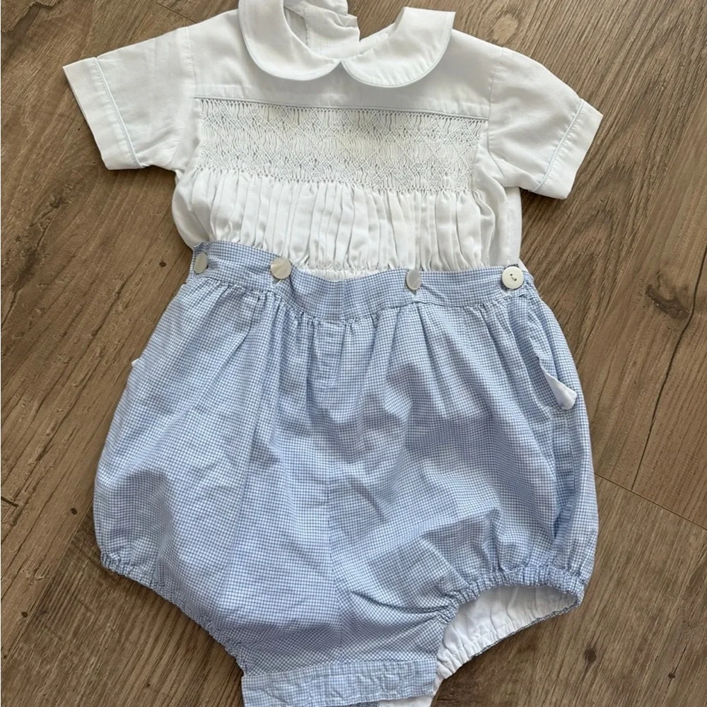 Classic White and Blue Baby Romper